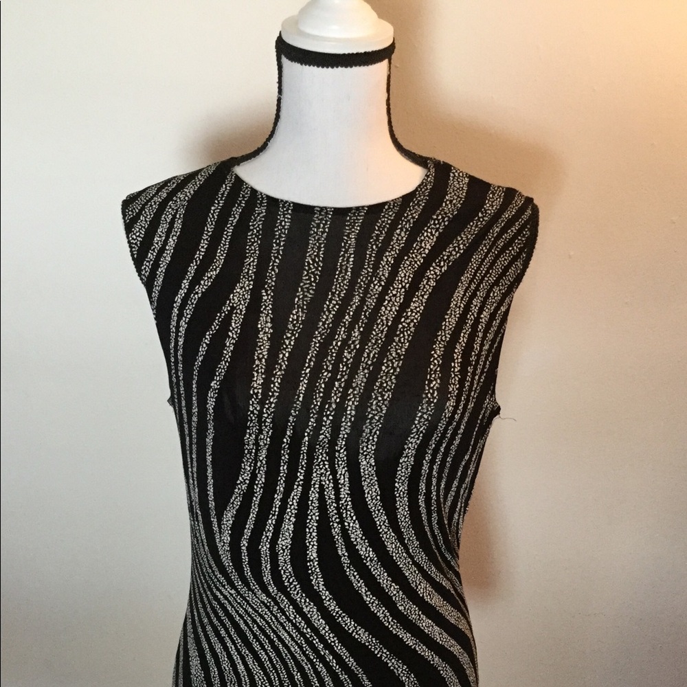 SUSAN LAWRENCE Petite Black/Silver Career Tank